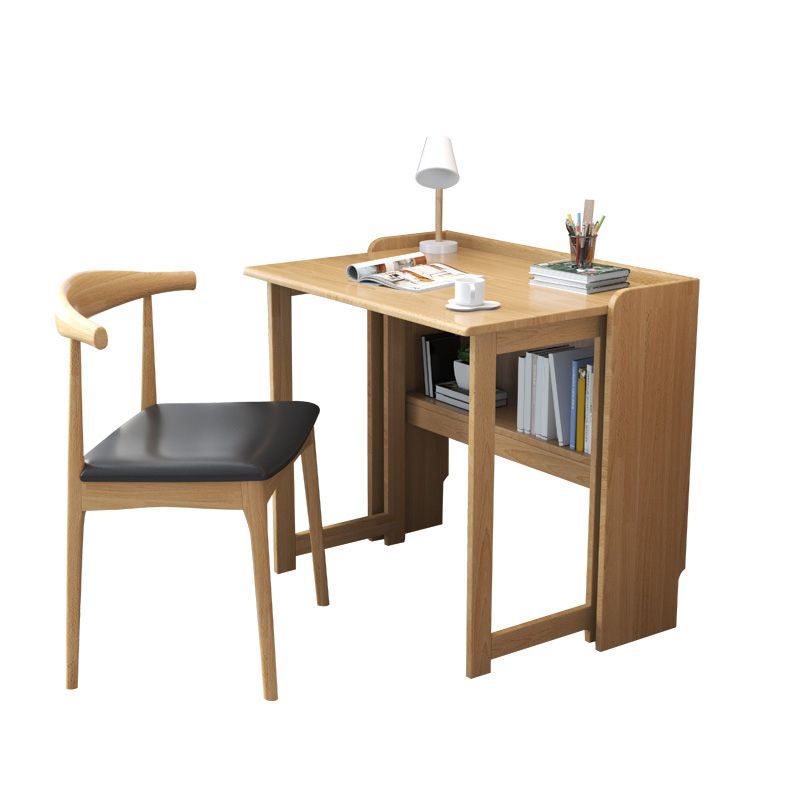 Study Desk in Rubber Wood with 1 Shelf Foldable Writing Desk