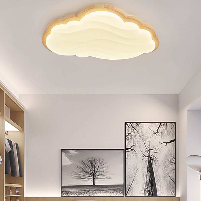 Modern Style Cloud Flush Light Wood Ceiling Mounted Light for Bedroom