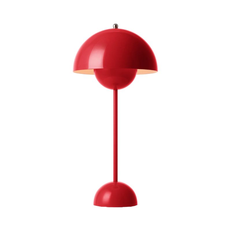 1-Light Study Room Reading Light Macaroon White/Black/Red Finish Table Lamp with Dome Metal Shade