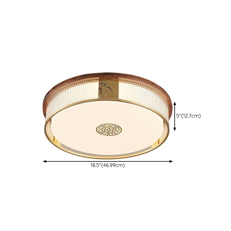 Wood LED Flush Mount Geometric Shape Modern Ceiling Light with Acrylic Shade for Bedroom