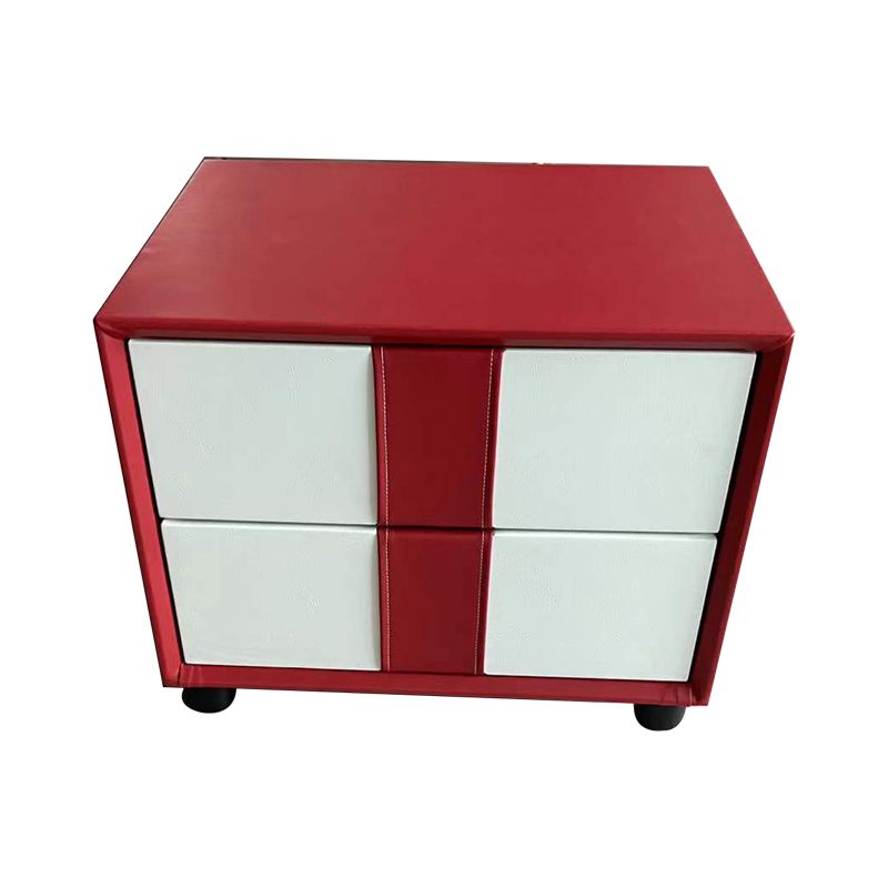 Rectangular Two Drawer Nightstand Contemporary 15.7" H Night Table