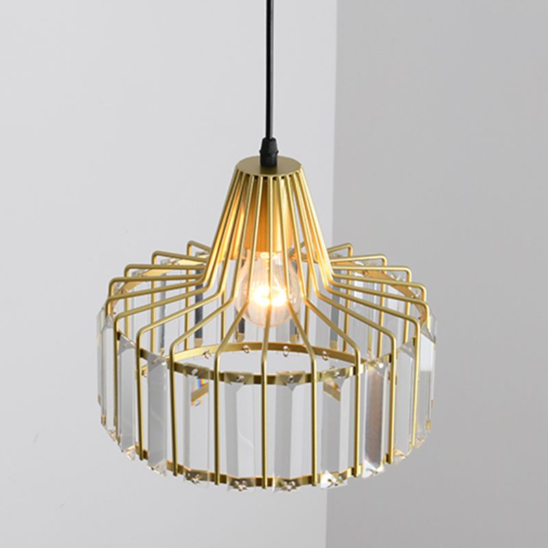 Postmodern Style Crystal Pendant Light Geometric Hanging Pendant for Bedroom