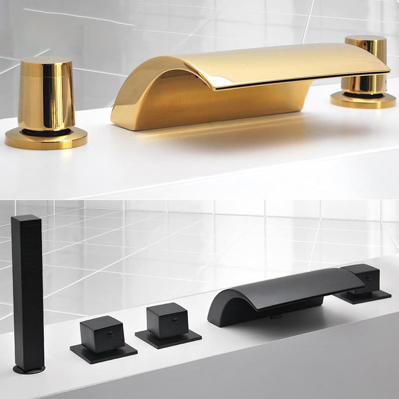 Modern Waterfall Spout Tub Faucet Bathroom Low Arc Bathtub Faucet