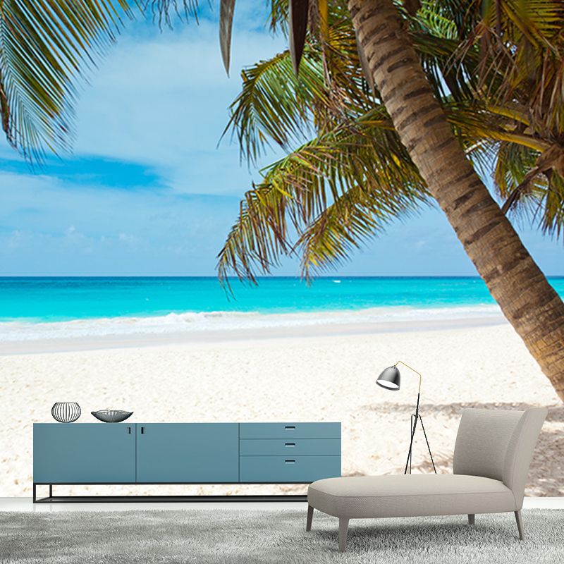 Blue Tropical Beach Scenery Mural Decal Moisture Resistant, Custom Size Available