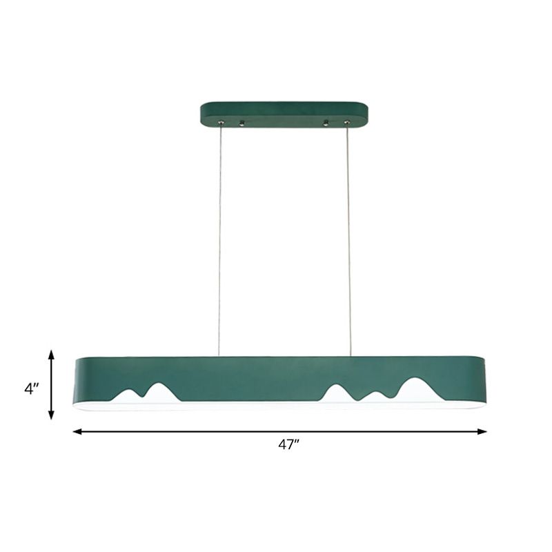 White/Black/Green Rectangular Linear Chandelier Modern Led Metal Hanging Ceiling Light in White/Warm Light, 35.5"/47" Wide