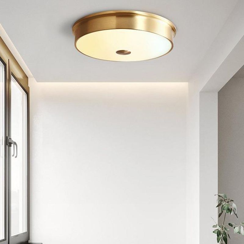 Gold Ceiling Light Modern Ceiling Mount Light with Glass Shade for Bedroom