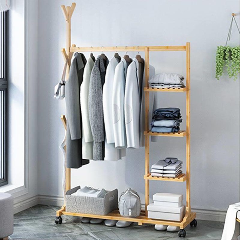 Wooden Coat Hanger Shelves and Hanging Rail Hooks Vintage Entryway Kit