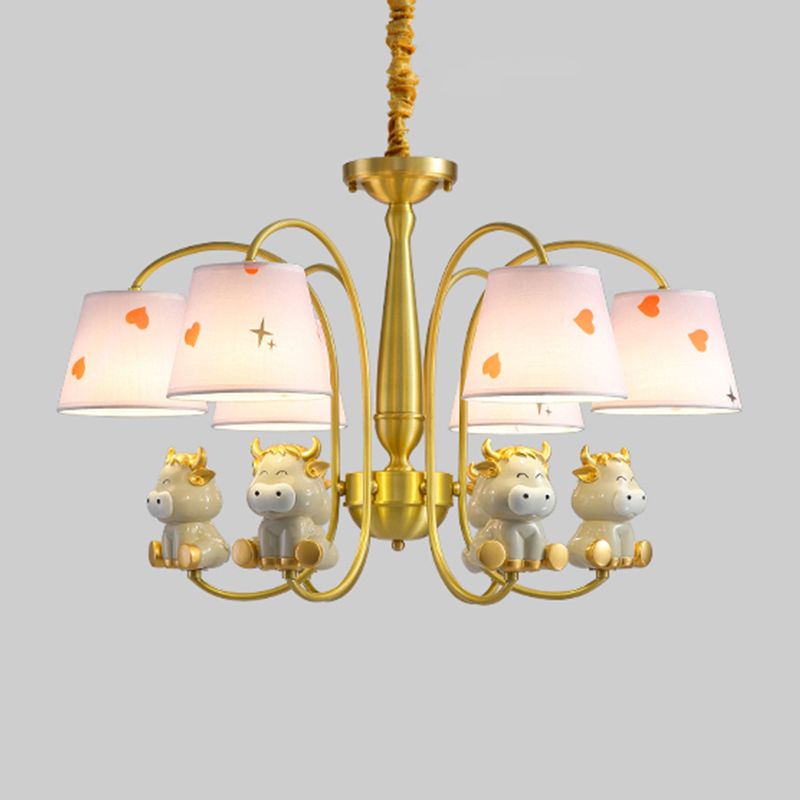 Animal Suspension Light Kids Resin Nursery Chandelier Light with Empire Shade in White