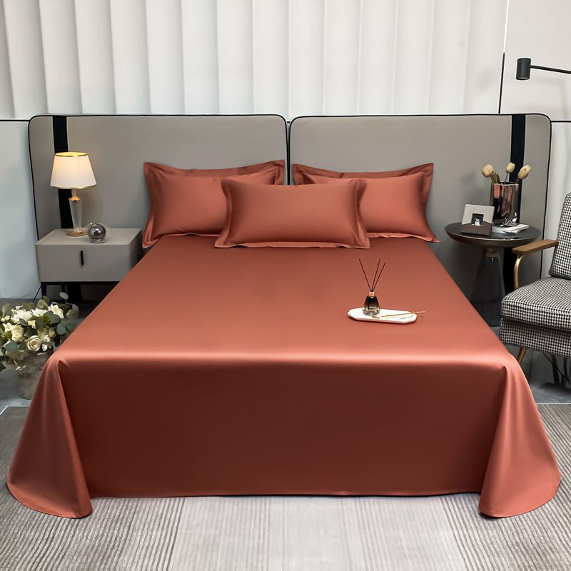 Solid Color Satin Bed Sheet Sets Long Staple Cotton Sheet Sets