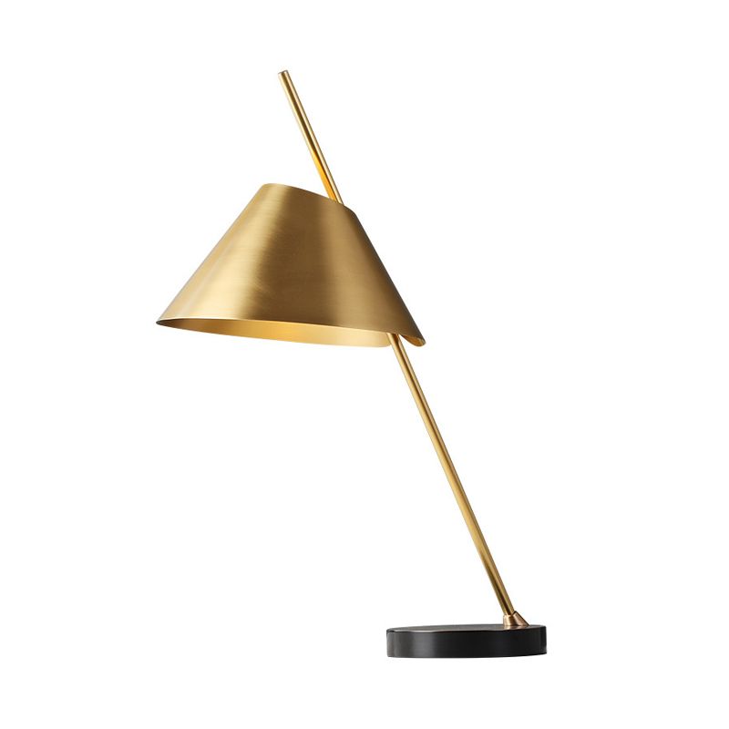 Brass Conical Nightstand Lamp Contemporary 1-Head Metal Night Lighting for Bedroom