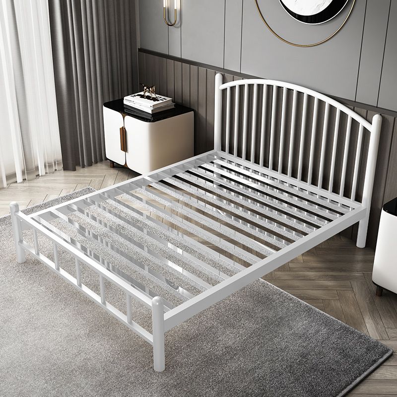 Arched Spindle Headboard Standard Bed with Metal Legs in Stainless Steel