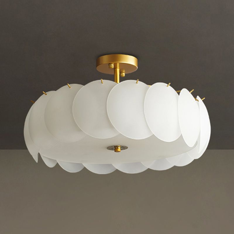 Drum Shape Flush Mount Modern Style Acrylic 1 Light Flush Light in White