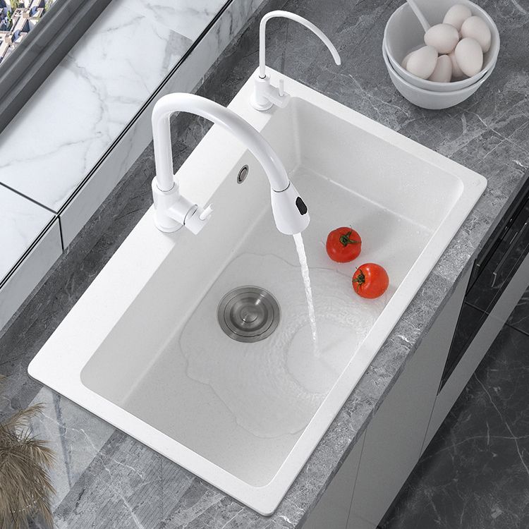 Quartz Single Bowl Kitchen Sink Rectangle Shape Kitchen Sink with Basket Strainer