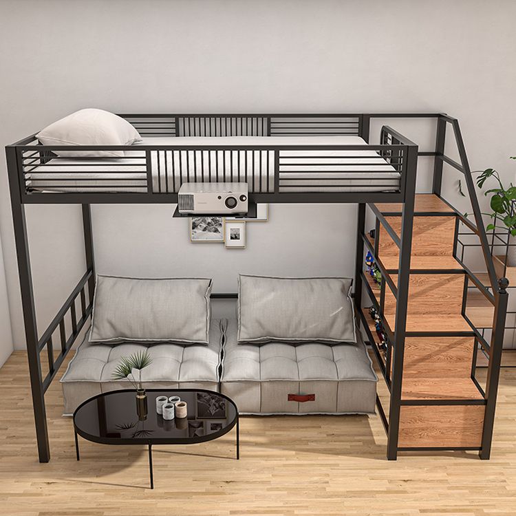 Gender Neutral Kids Bed No Theme Metal Loft Bed with Mattress