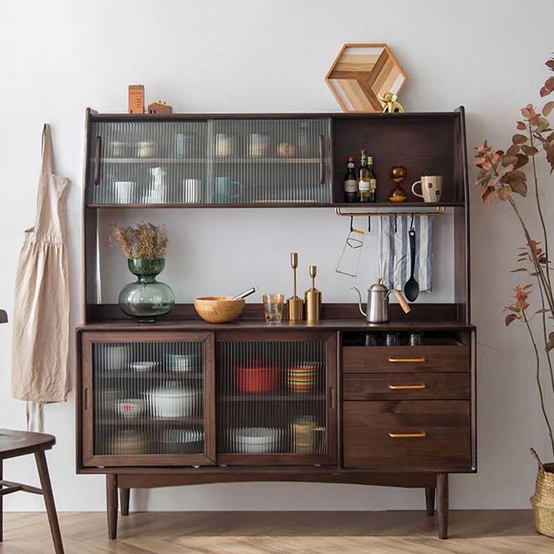 Modern Style Sideboard Table Pine Solid Wood Buffet Sideboard with 3-Drawer