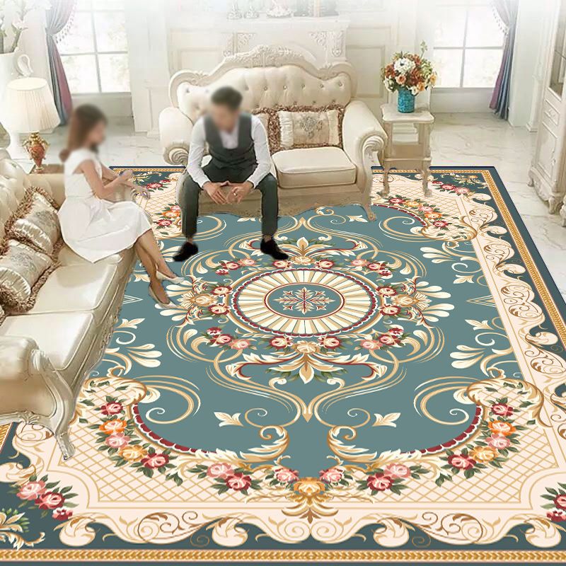 Vintage Medallion Pattern Carpet Polyester Area Rug Stain Resistant Area Rug for Living Room