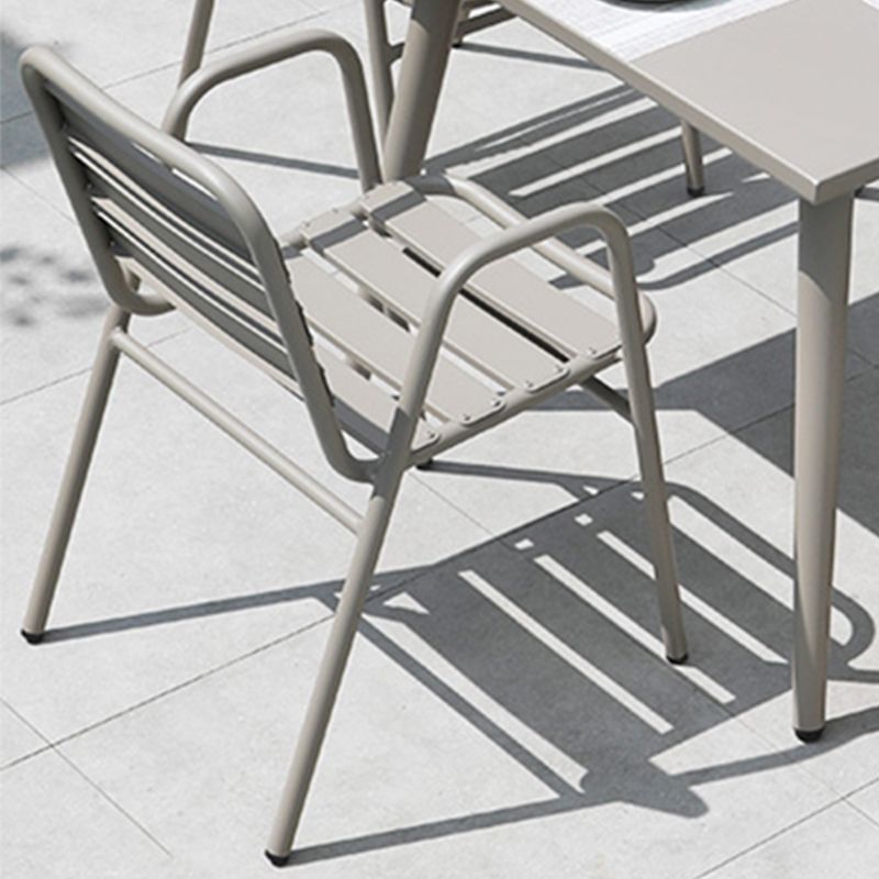 Contemporary Open Back Dining Armchair Gray Outdoors Dining Chairs