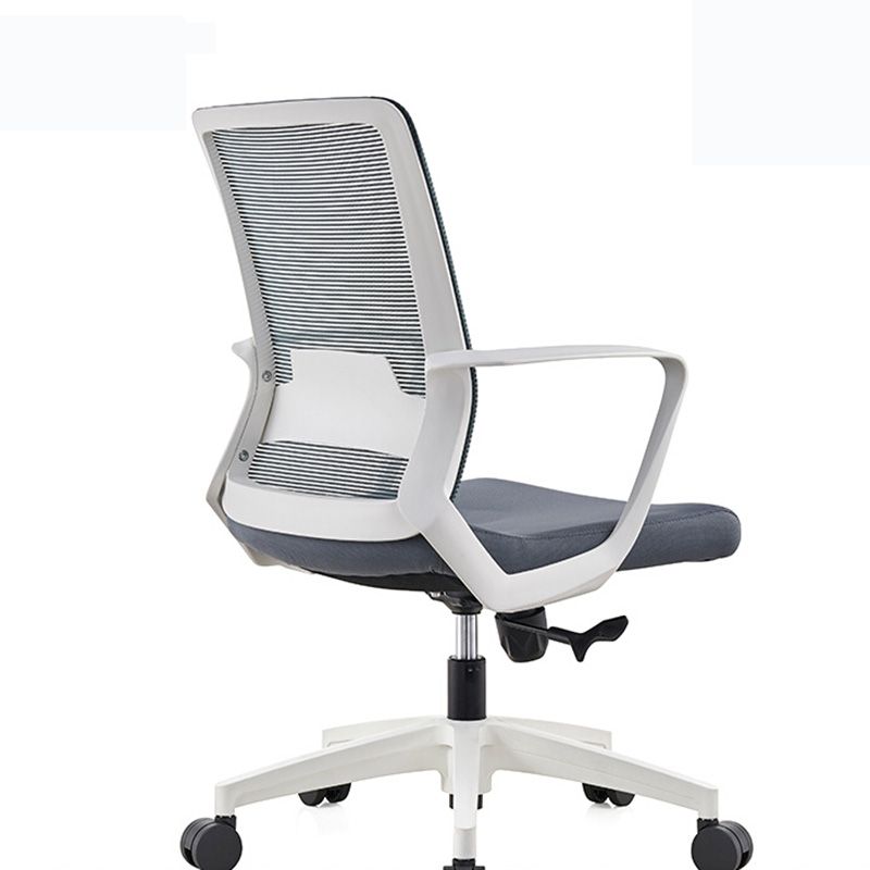 Modern Ribbed Mid Back Office Chair Chrome Arms Chair with Castor