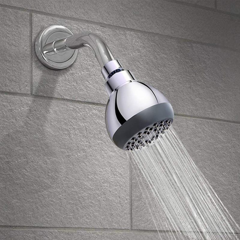 Silver Round Showerhead Standard Spray Pattern Wall-Mount Showerhead