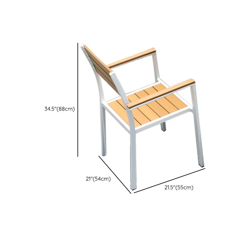 Contemporary Stacking Metal Dining Armchair with Arm Patio Dining Armchair