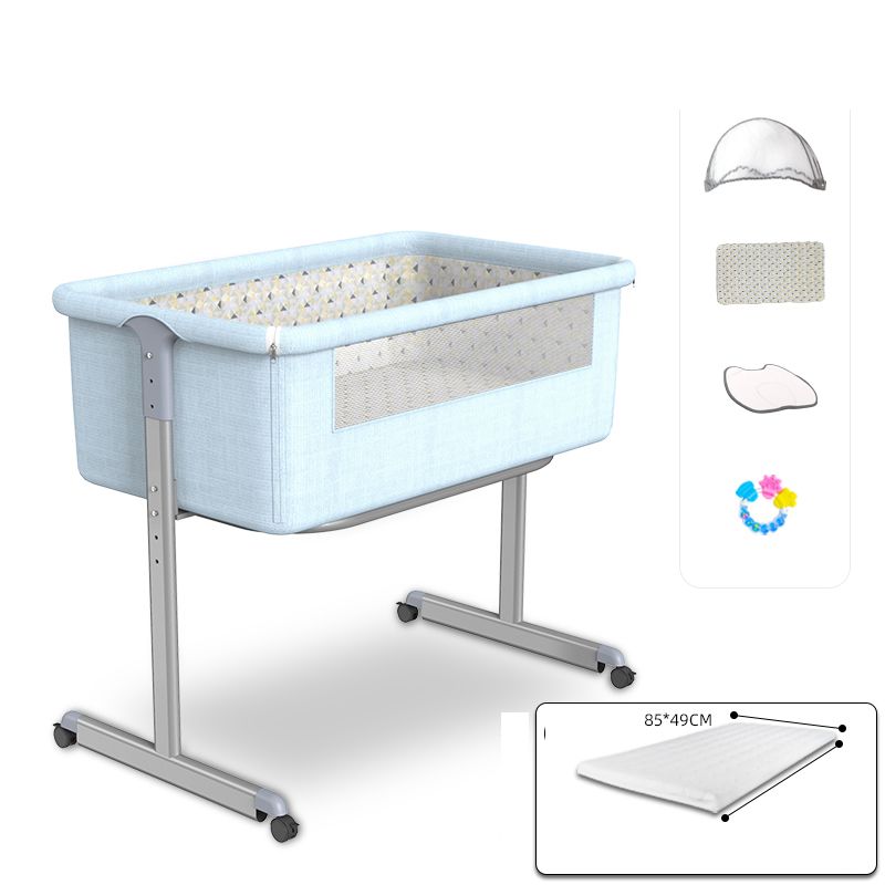 Metal Rectangle Bedside Crib Gliding and Folding Crib Cradle for Toddler