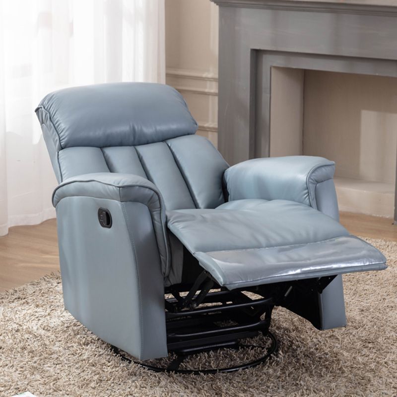 Swivel Rocker Standard Recliner Solid Color Faux Leather Recliner Chair