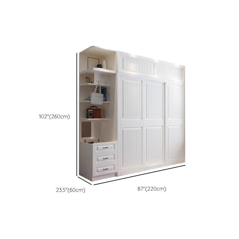 Contemporary Wardrobe Armoire with Garment Rod Wood Wardrobe Closet