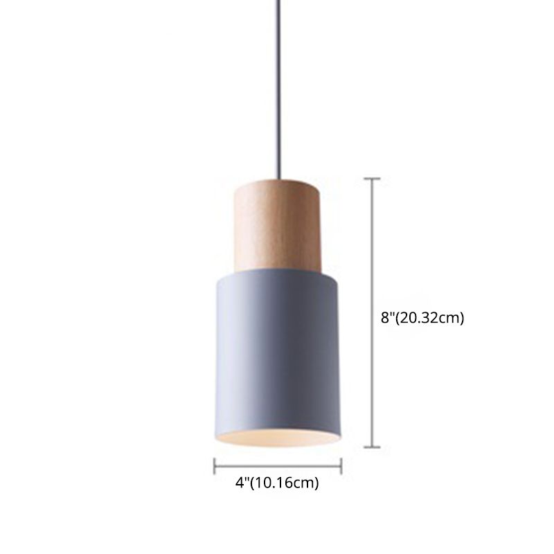 1 Light Cylinder Hanging Light Fixtures Nordic Style Iron Ceiling Light for Restaurant