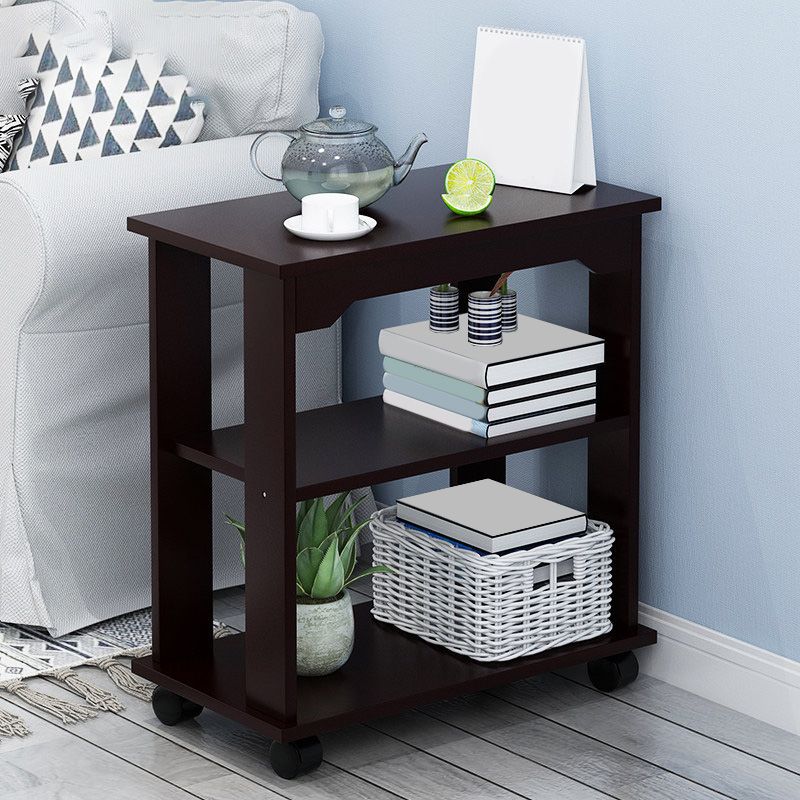 Wooden Craft Wood-based Panel with Wheel Base in Black/wood Color Side Table