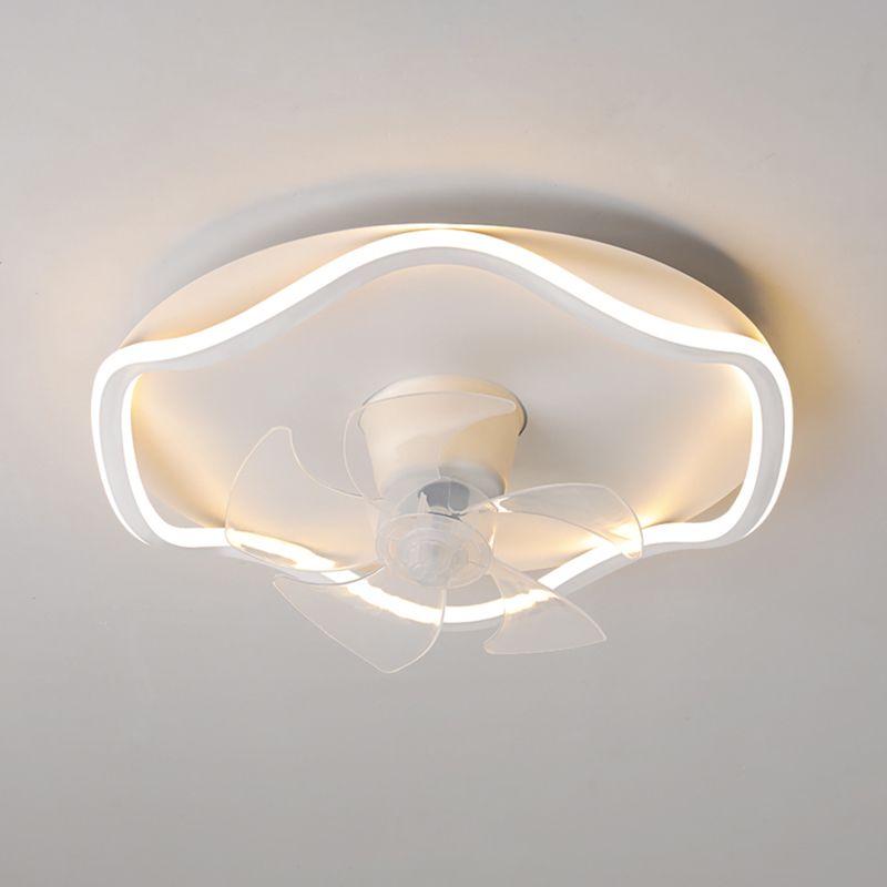 Nordic Style LED Ceiling Fan Wave Fan Lighting in White for Bedroom