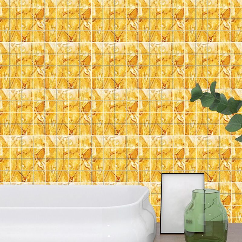 Yellow Faux Marble Wallpaper Panels Pick Up Stick Wall Art for Washroom (30 Pieces)