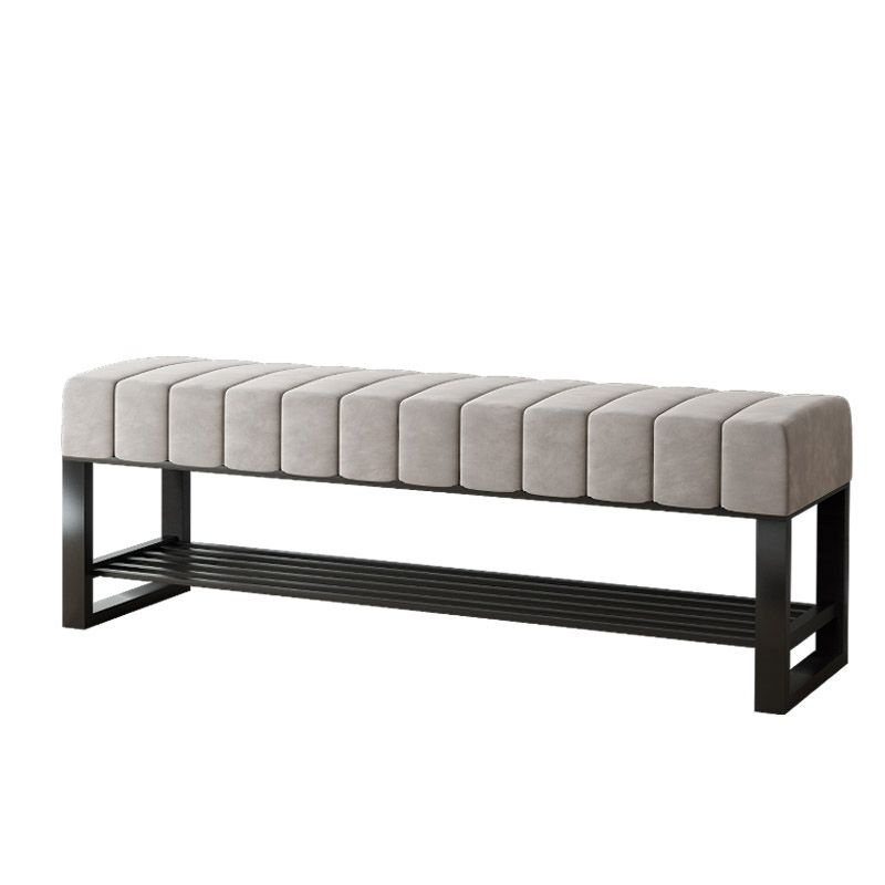 Velvet Seating Bench Modern Rectangle Tufted Bench with Shoes Storage