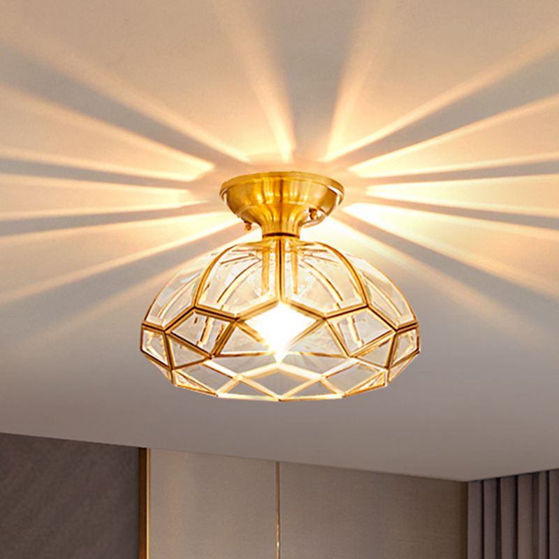 Bronze Semi Flush Mount Light Fixture Colonial Semi Flush Mount Ceiling Light with Glass Shade