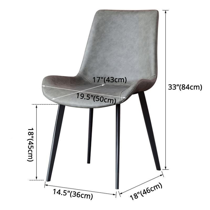 Metal Contemporary Dining Room Side Chair Matte Finish Solid Back Dining Chair