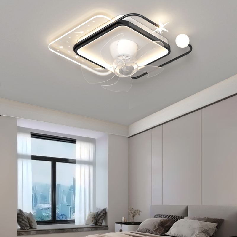 Black and Gold Fan Light Geometric Interior LED Modern Ceiling Fan Fixture