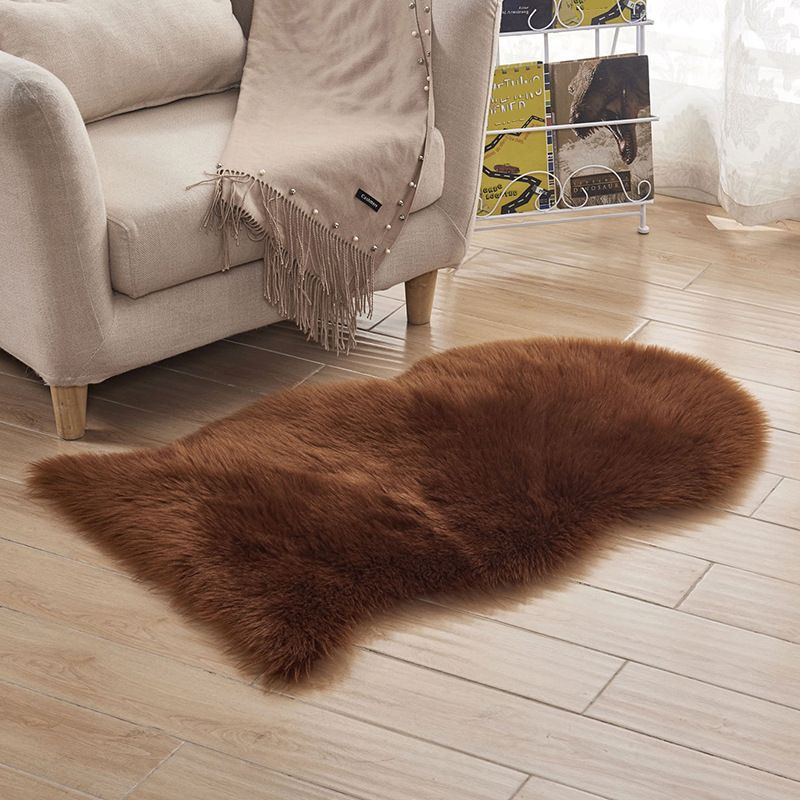 Fluffy Plain Rug Multi-Color Simplicity Rug Artificial Wool Pet-Friendly Easy Care Rug for Decor