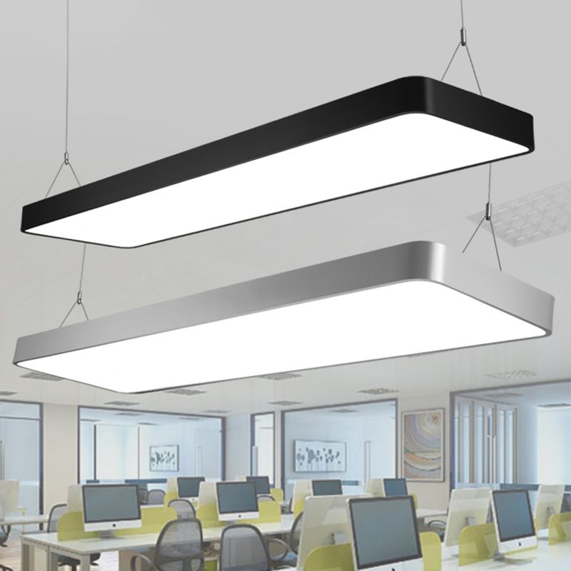 Rectangular Metal Hanging Ceiling Light Minimalist Pendant Lighting Fixture for Office