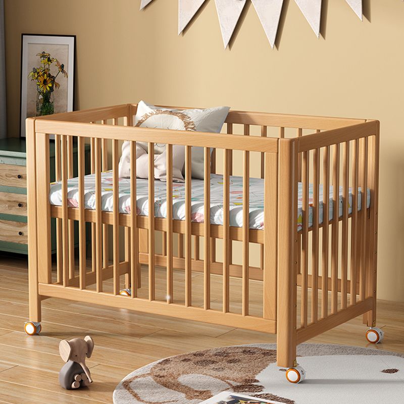 Baby Crib 2-in-1 Convertible Crib Nursery Bed with Guardrail and Casters