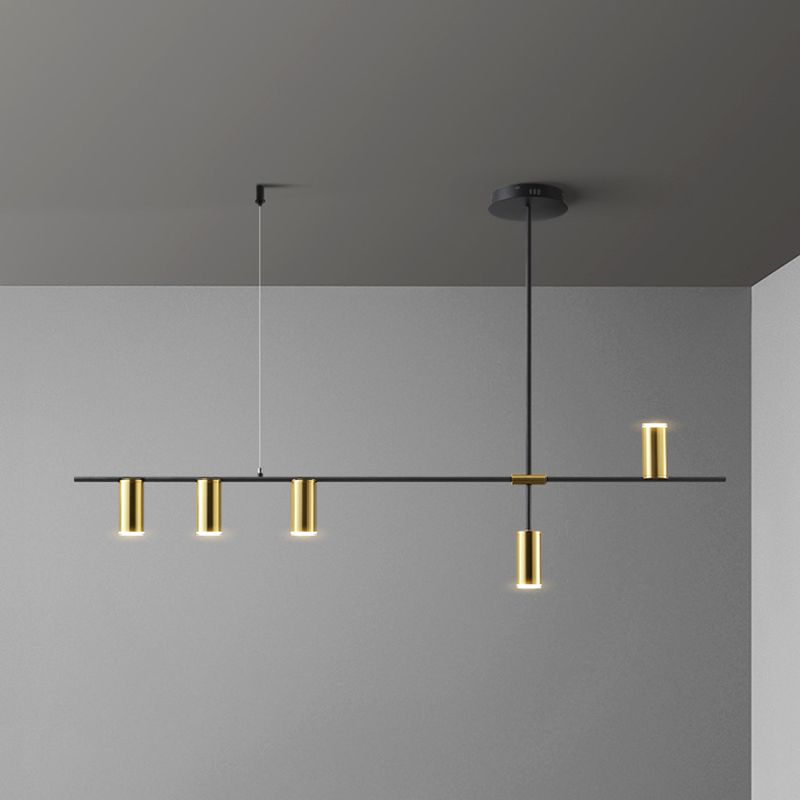 Dinning Room Island Lighting Fixture Modern Chandelier Light Fixture with Linear Metal Shade