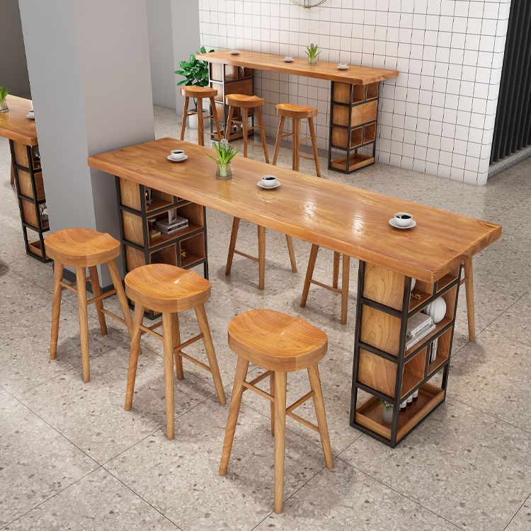 Rectangle Wood Bar Dining Table Modern Bar Table with Sled Base