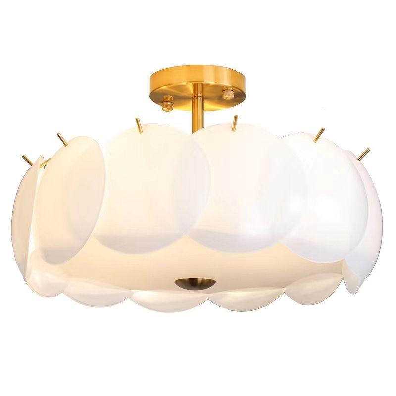 Modern White Glass Shade Ceiling Light Household Flush Mount for Bedroom