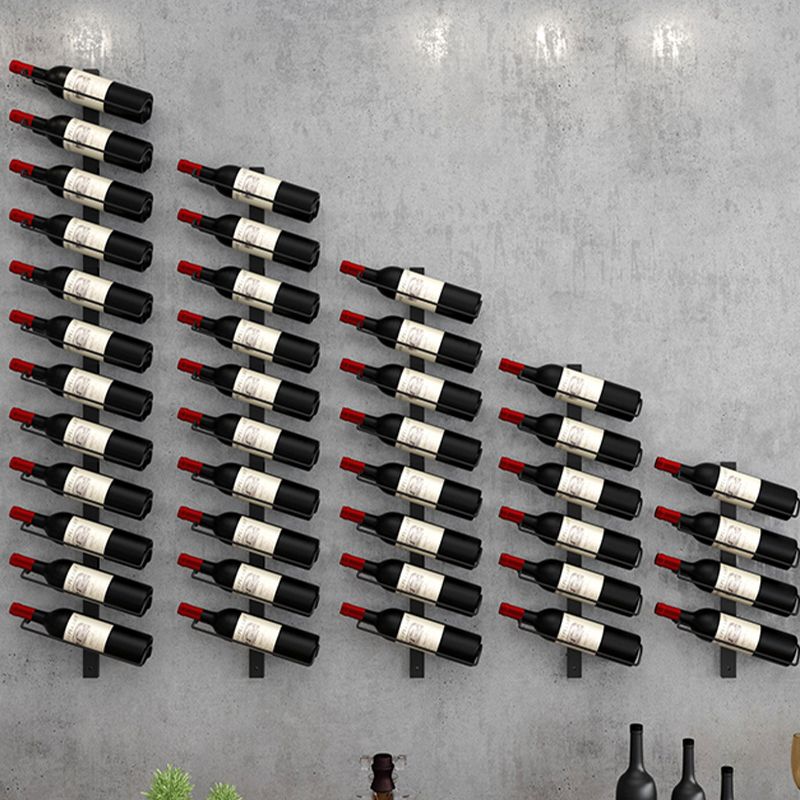 Wall Mounted Iron Bottle Rack Modern Style Wine Rack Bottle in Black