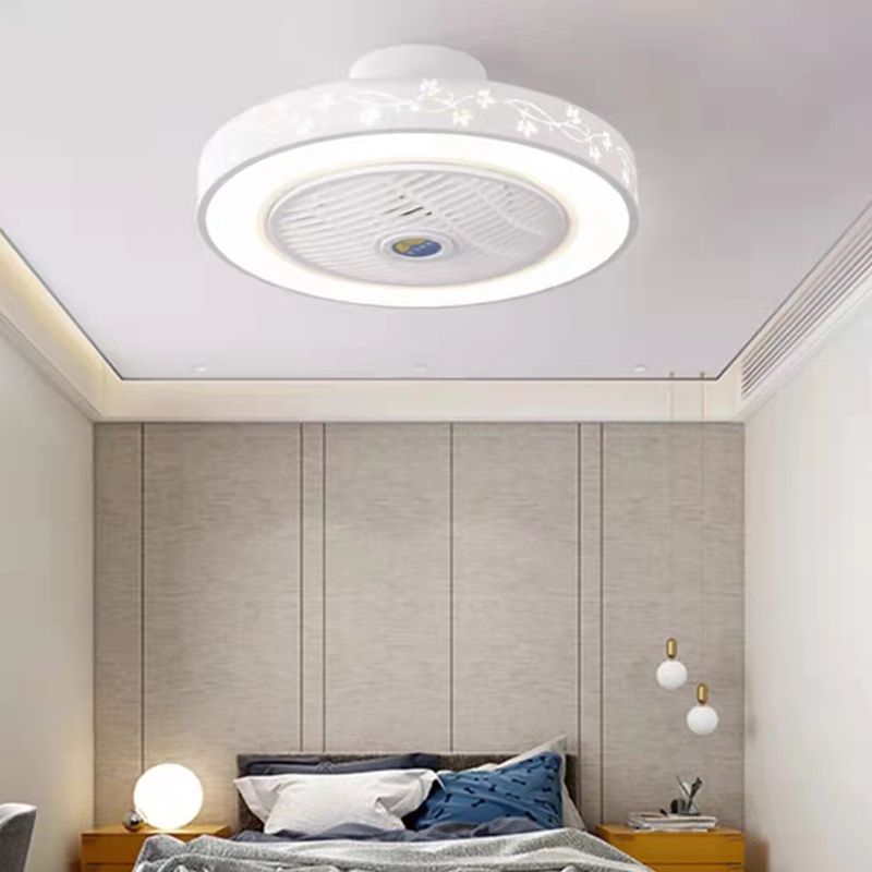 Kids Style Round Shape Ceiling Fan Light Metal 1 Light LED Flush Light