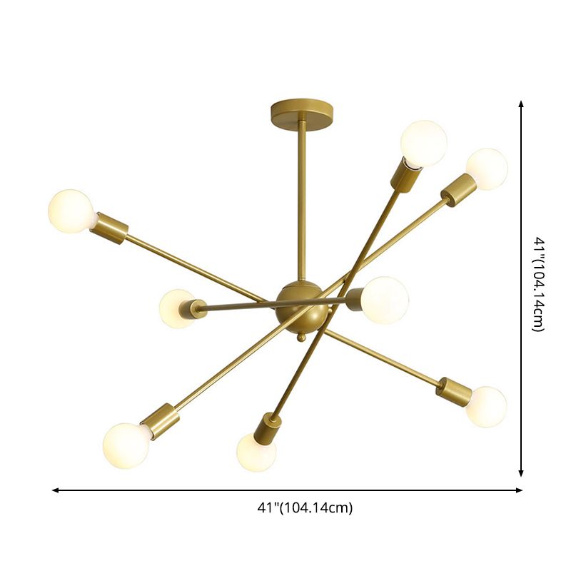 Luz de techo de metal de estilo molecular Diseño de bombilla abierta Líneas geométricas de iluminación