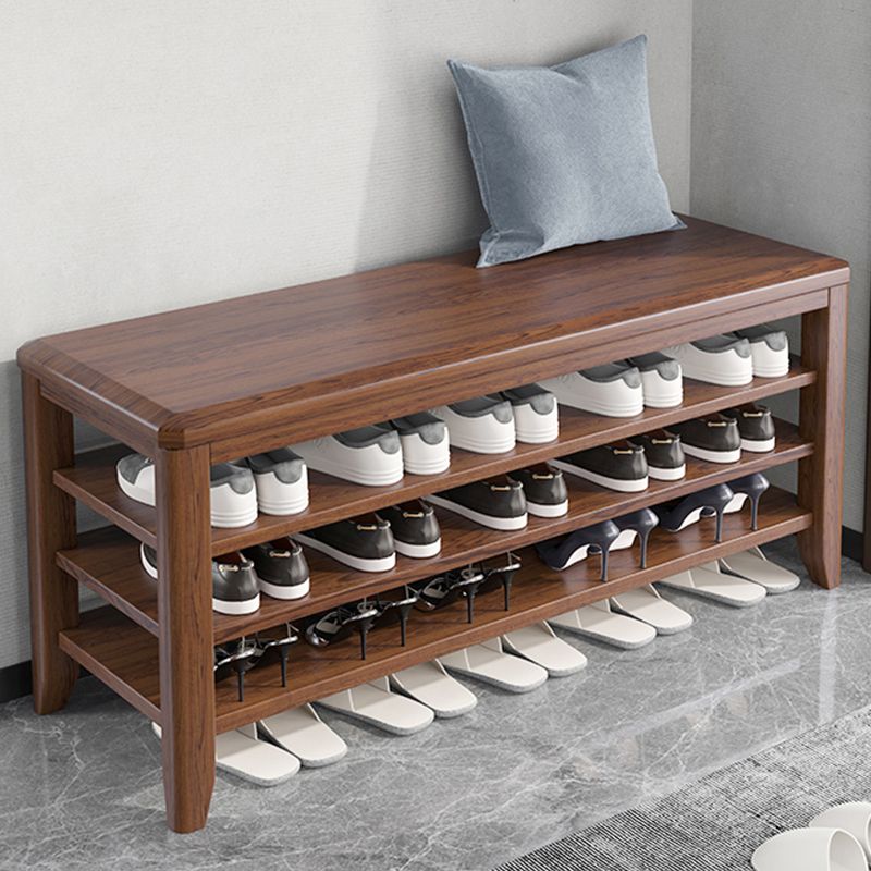 Modern Rubber Wood Bench Rectangle 12"Wide Seating Bench with Storage