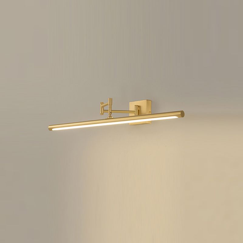 Modern Brass Vanity Light Strip Gold Swing Arm Mirror Light for Bathroom