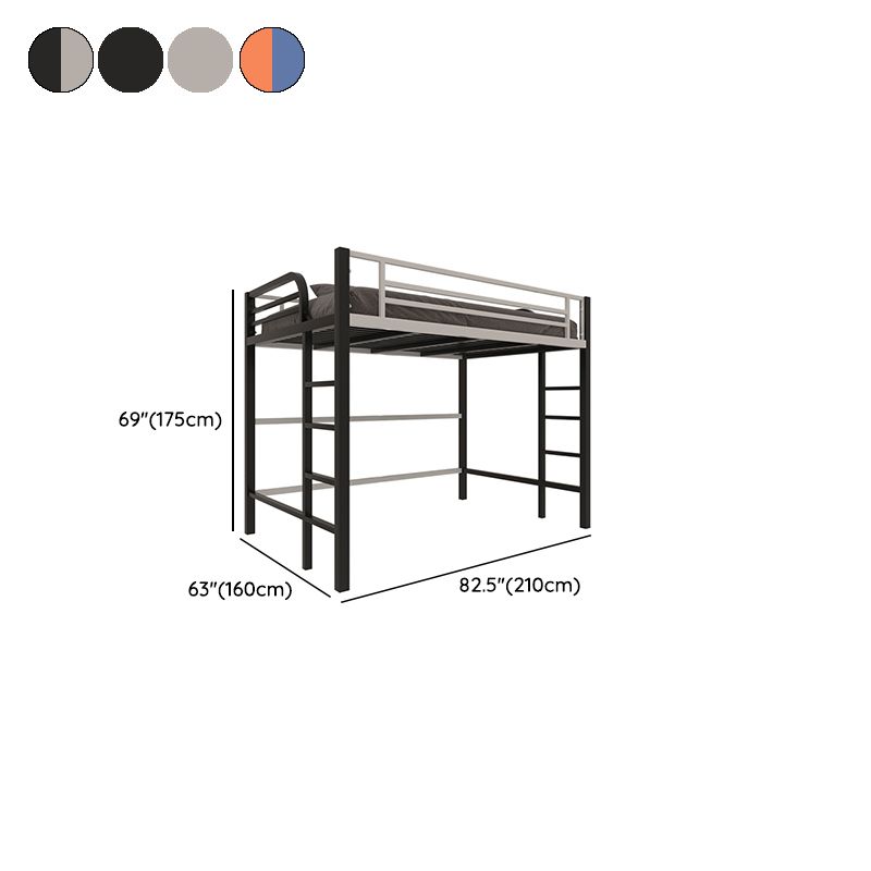 Modern Built-In Ladder Loft Bed Headboard Bed with Guardrail