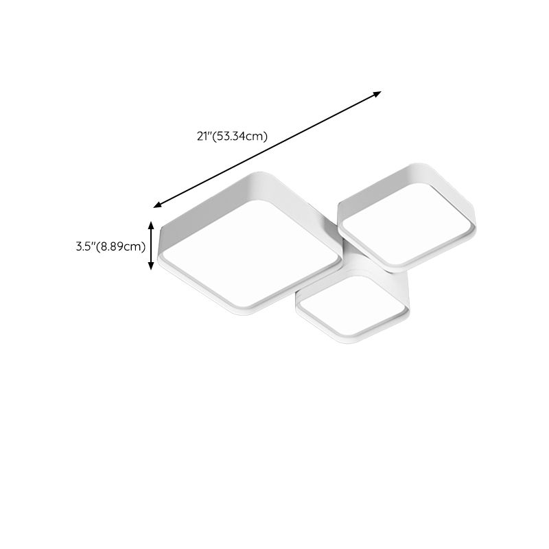 LED Modern Metal Flush Mount Square Shape Ceiling Light with Acrylic Shade for Living Room