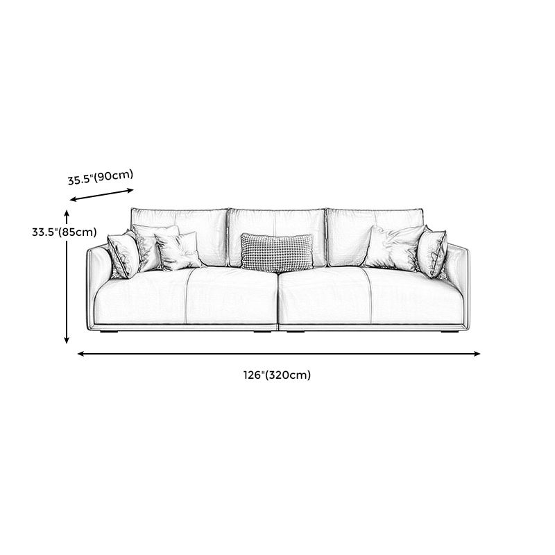 Mid-Century Modern Pillow Top Arm Sectional 33.46"H Cushion Back Sofa,Tan