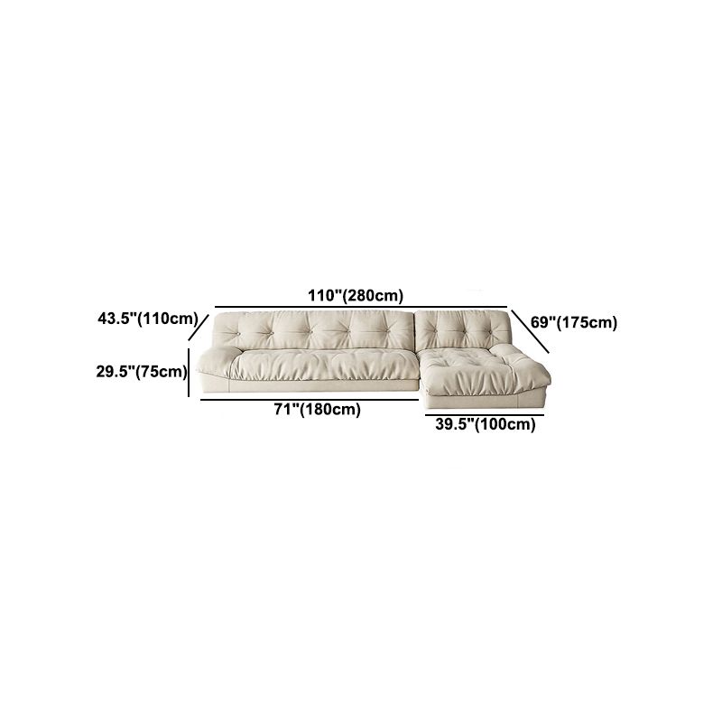 Tufted Backrest Sectional Sponge Padded Armless Off-white Sofa